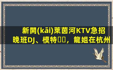 新開(kāi)萊茵河KTV急招晚班DJ、模特，龍姐在杭州帶你上班